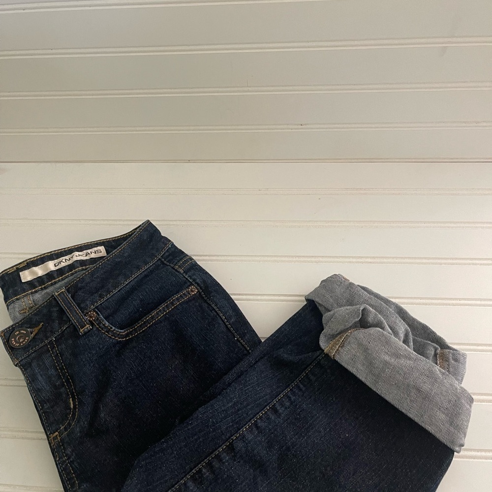 DKNY Bermuda Shorts Dark Wash Rolled Cuff Size 2